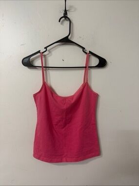 Timing Bright Pink Spaghetti-Strap Tank Top Y2K